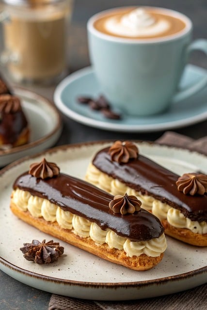 エクレア – 甘美なクリームと濃厚なチョコレートが奏でる、フランス菓子の芸術🍫